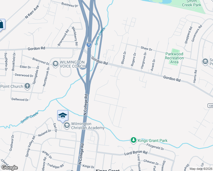 map of restaurants, bars, coffee shops, grocery stores, and more near 4706 Gordon Road in Wilmington
