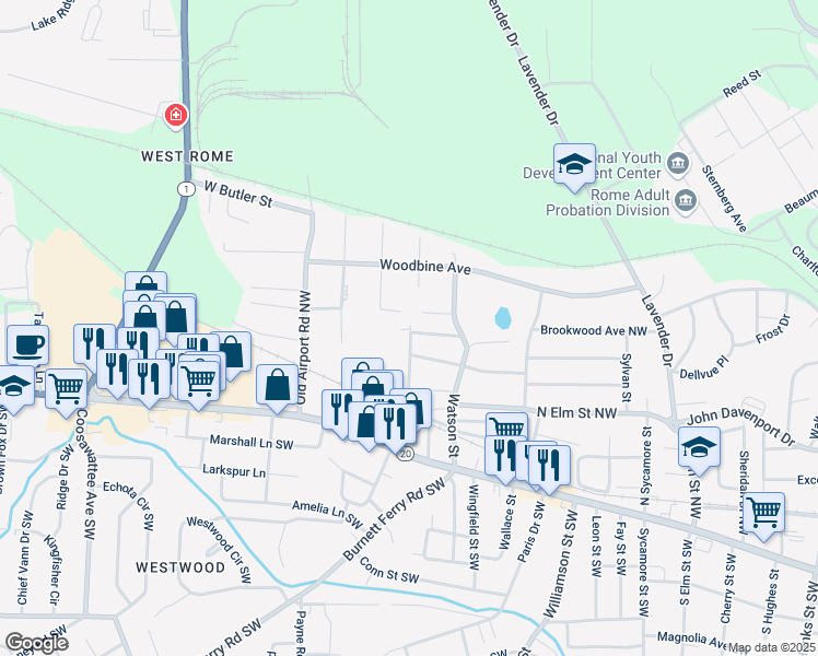 map of restaurants, bars, coffee shops, grocery stores, and more near 107a Kirton Street in Rome
