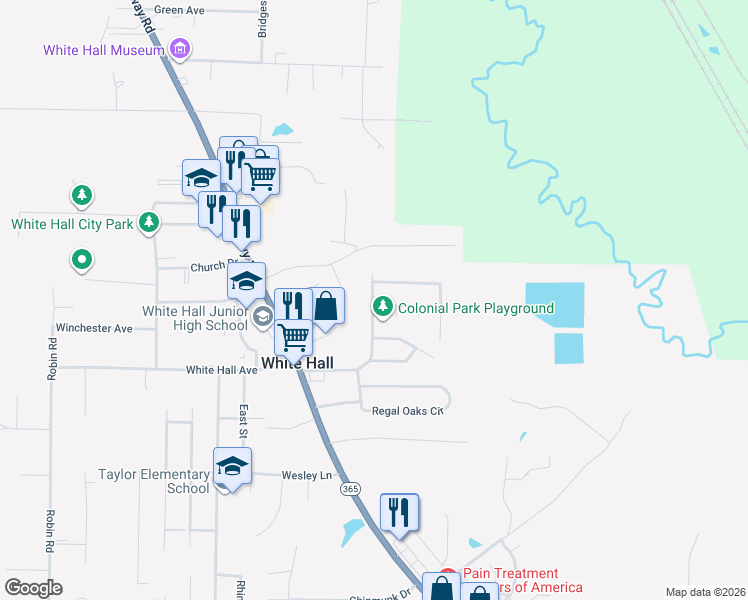 map of restaurants, bars, coffee shops, grocery stores, and more near 2 Constitution Avenue in White Hall