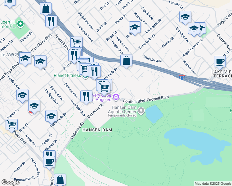 map of restaurants, bars, coffee shops, grocery stores, and more near in Los Angeles