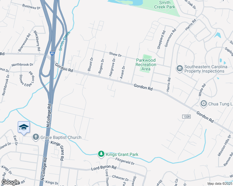 map of restaurants, bars, coffee shops, grocery stores, and more near 4806 Gordon Road in Wilmington