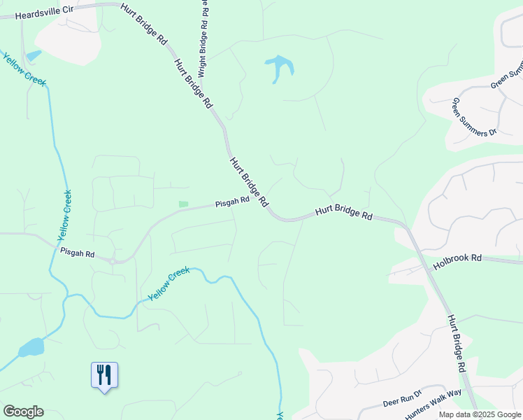 map of restaurants, bars, coffee shops, grocery stores, and more near 4265 Hurt Bridge Road in Cumming