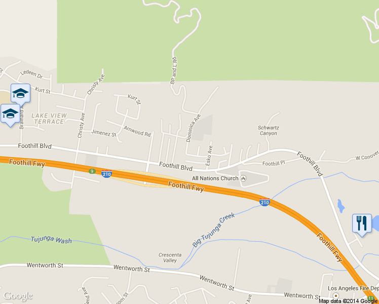 map of restaurants, bars, coffee shops, grocery stores, and more near 11230 Dominica Avenue in Los Angeles