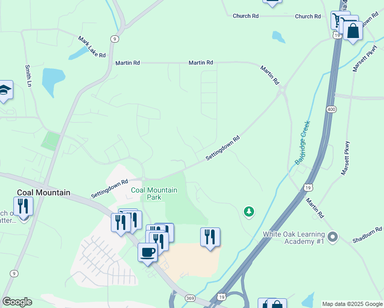 map of restaurants, bars, coffee shops, grocery stores, and more near 3805 Alden Place in Cumming