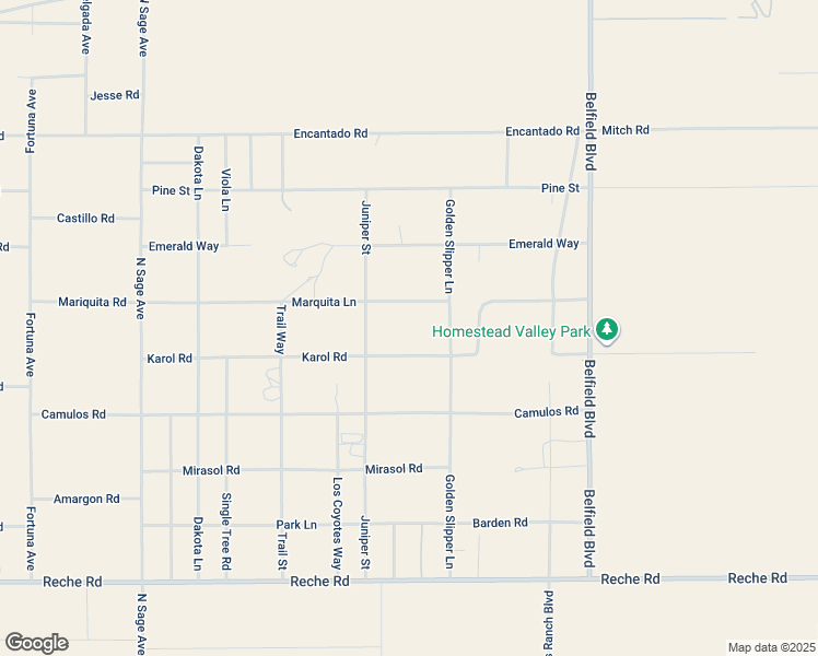 map of restaurants, bars, coffee shops, grocery stores, and more near 57380 Karol Road in Homestead Valley