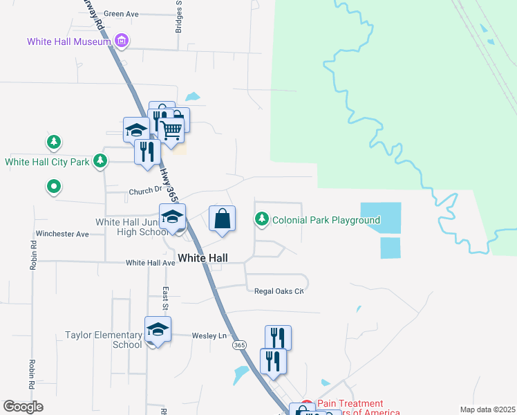map of restaurants, bars, coffee shops, grocery stores, and more near 2 Constitution Avenue in White Hall