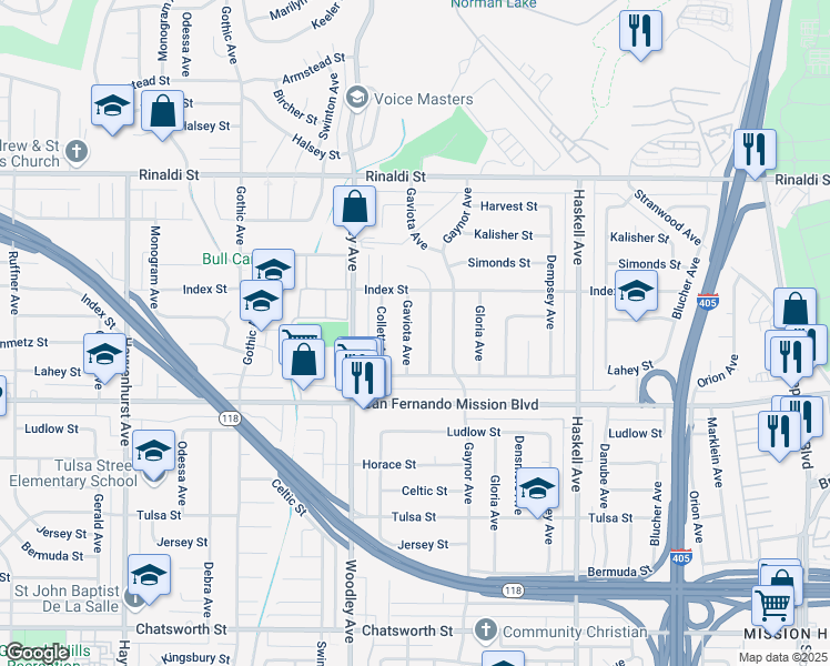 map of restaurants, bars, coffee shops, grocery stores, and more near 11153 Montgomery Avenue in Los Angeles