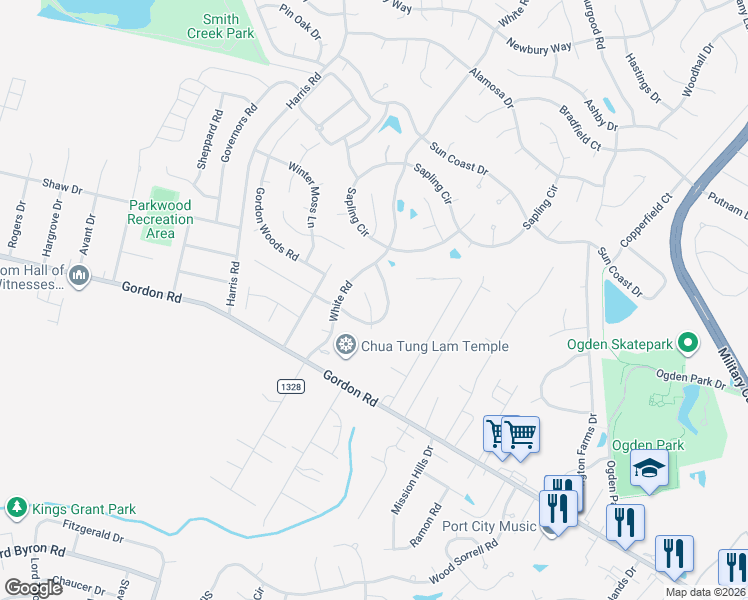 map of restaurants, bars, coffee shops, grocery stores, and more near 607 Bay Blossom Drive in Wilmington
