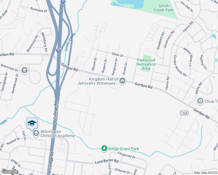 map of restaurants, bars, coffee shops, grocery stores, and more near 108 Hargrove Drive in Wilmington