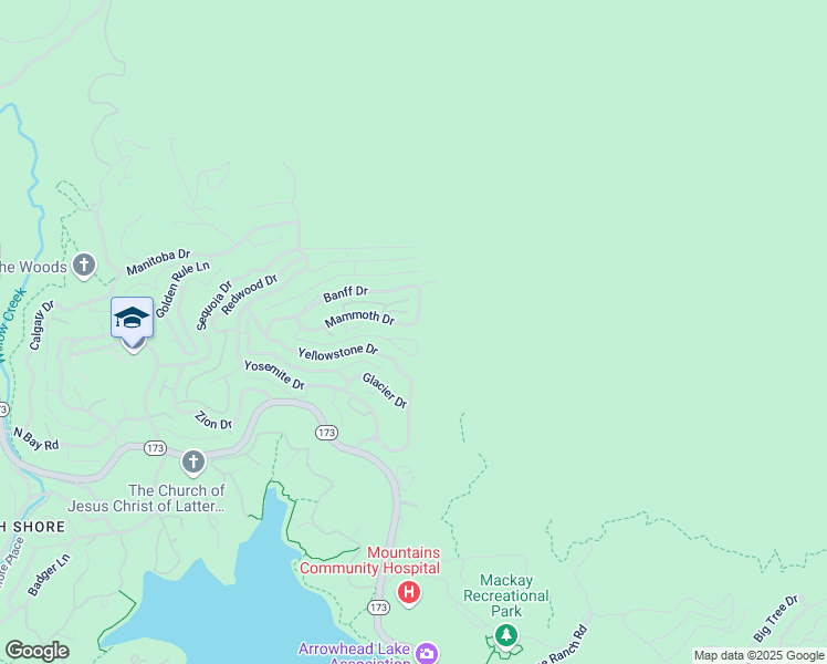 map of restaurants, bars, coffee shops, grocery stores, and more near 29083 Mammoth Drive in Lake Arrowhead