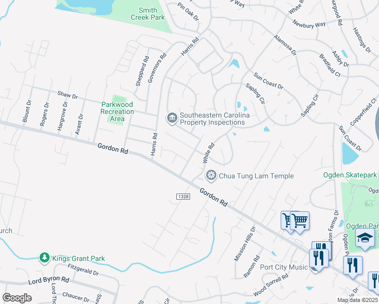 map of restaurants, bars, coffee shops, grocery stores, and more near 633 Indian Wells Way in Wilmington