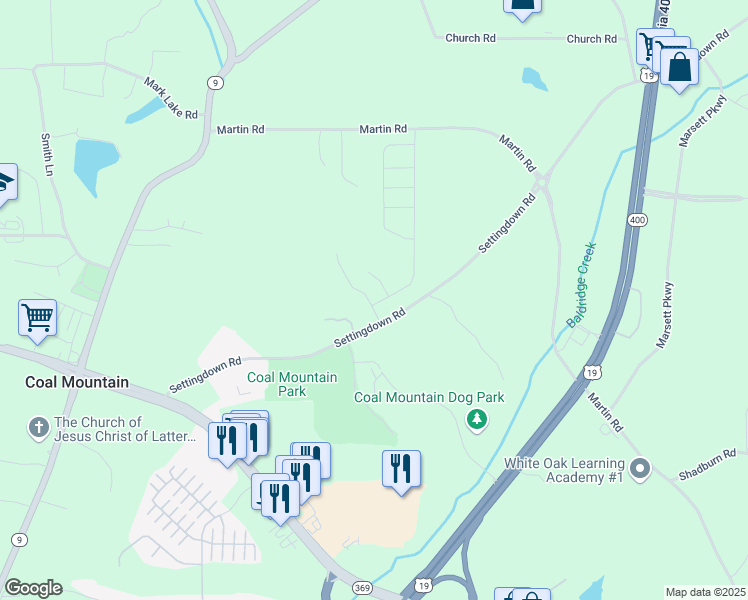 map of restaurants, bars, coffee shops, grocery stores, and more near 3810 Alden Place in Cumming