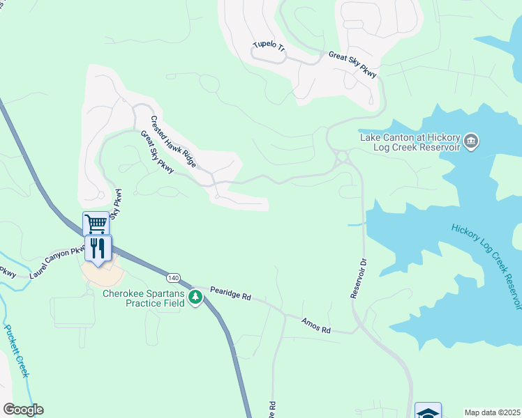 map of restaurants, bars, coffee shops, grocery stores, and more near 724 Crimson Morning View in Canton