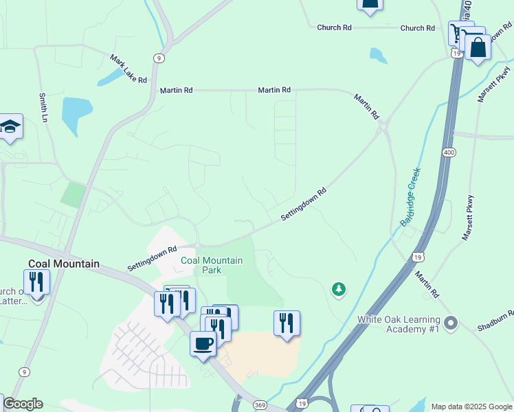 map of restaurants, bars, coffee shops, grocery stores, and more near 3845 Alden Place in Cumming