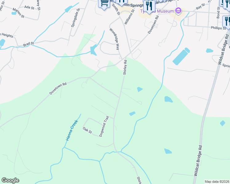 map of restaurants, bars, coffee shops, grocery stores, and more near 56 Timberlane Road in Royston