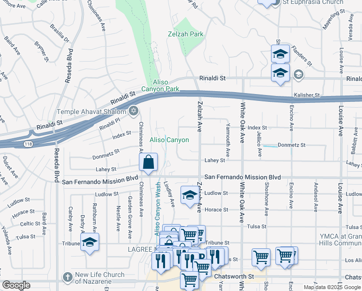 map of restaurants, bars, coffee shops, grocery stores, and more near 11180 Bertrand Avenue in Los Angeles