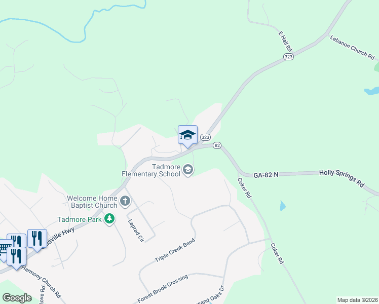 map of restaurants, bars, coffee shops, grocery stores, and more near 3278 Gillsville Highway in Gainesville