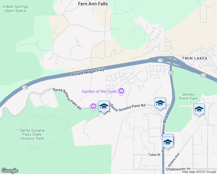 map of restaurants, bars, coffee shops, grocery stores, and more near 22355 Golden Canyon Circle in Los Angeles