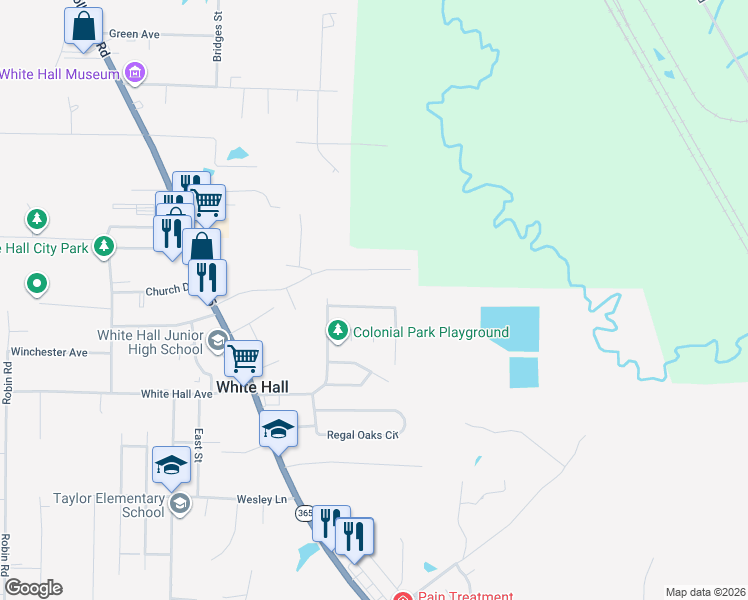 map of restaurants, bars, coffee shops, grocery stores, and more near 22 Independence Avenue in White Hall