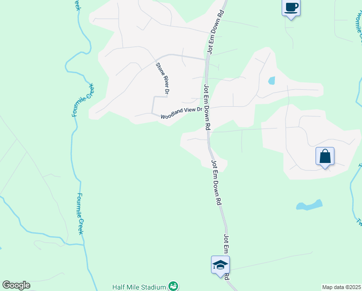 map of restaurants, bars, coffee shops, grocery stores, and more near 8635 Camberley Way in Gainesville