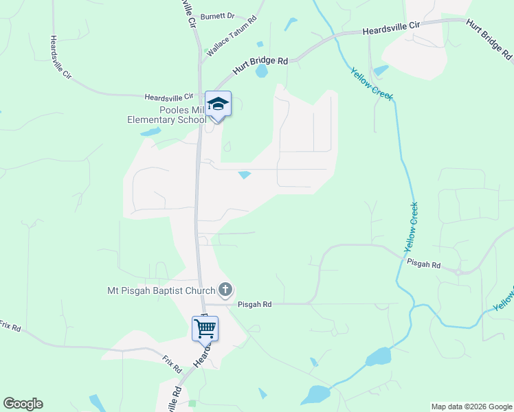 map of restaurants, bars, coffee shops, grocery stores, and more near 6926 Heardsville Road in Cumming