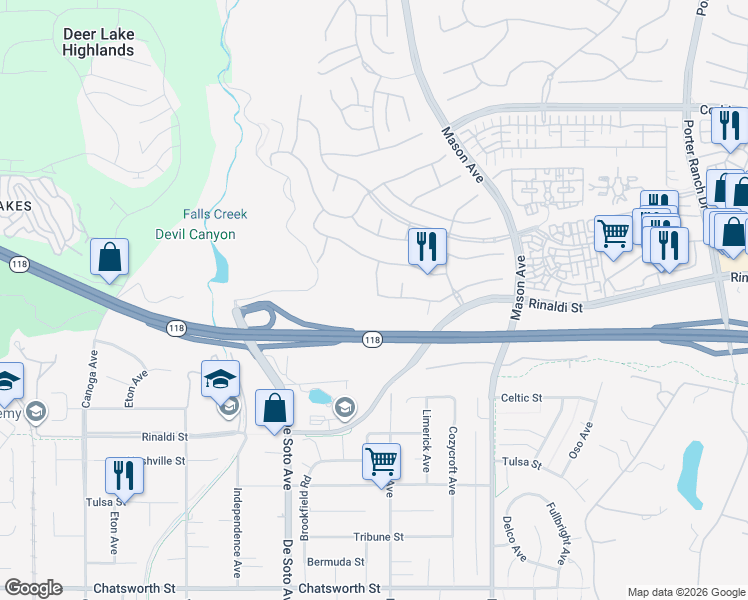 map of restaurants, bars, coffee shops, grocery stores, and more near 11205 Ravenna Lane in Los Angeles