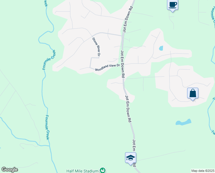 map of restaurants, bars, coffee shops, grocery stores, and more near 8635 Camberley Way in Gainesville