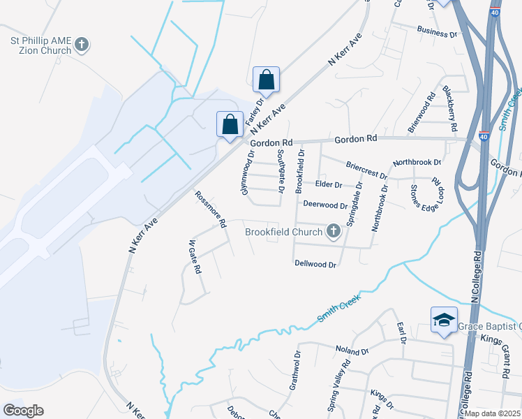 map of restaurants, bars, coffee shops, grocery stores, and more near 318 Glynnwood Drive in Wilmington