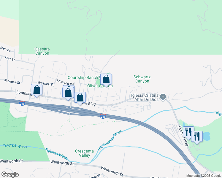 map of restaurants, bars, coffee shops, grocery stores, and more near 11268 Esko Avenue in Los Angeles