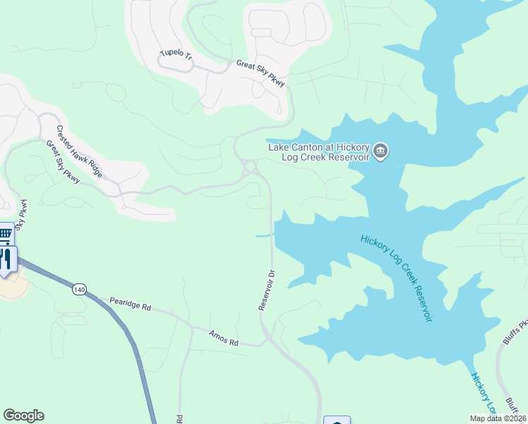 map of restaurants, bars, coffee shops, grocery stores, and more near Reservoir Road in Canton