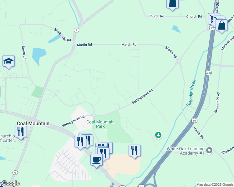 map of restaurants, bars, coffee shops, grocery stores, and more near 3875 Alden Place in Cumming