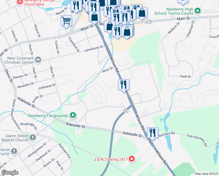 map of restaurants, bars, coffee shops, grocery stores, and more near 186 Newberry Arms in Newberry
