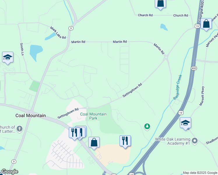 map of restaurants, bars, coffee shops, grocery stores, and more near 3875 Alden Place in Cumming