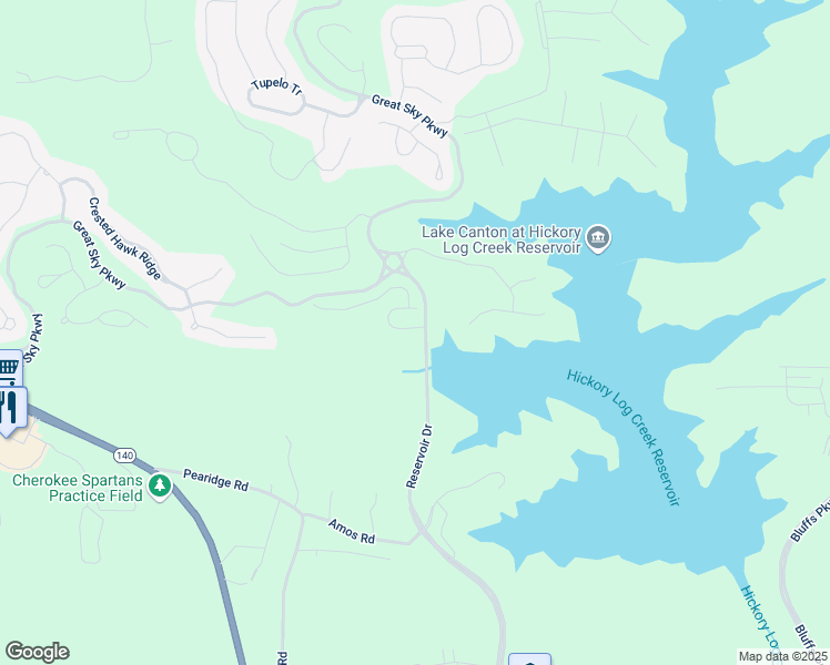 map of restaurants, bars, coffee shops, grocery stores, and more near 205 Lakeside Place in Canton
