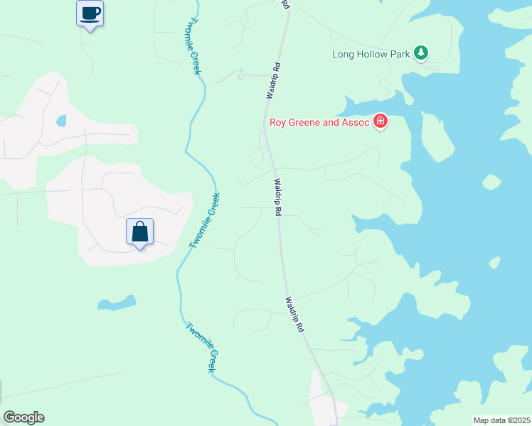 map of restaurants, bars, coffee shops, grocery stores, and more near 8795 Bay Creek Lane in Gainesville