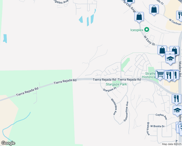 map of restaurants, bars, coffee shops, grocery stores, and more near 559 Stoney Peak Court in Simi Valley