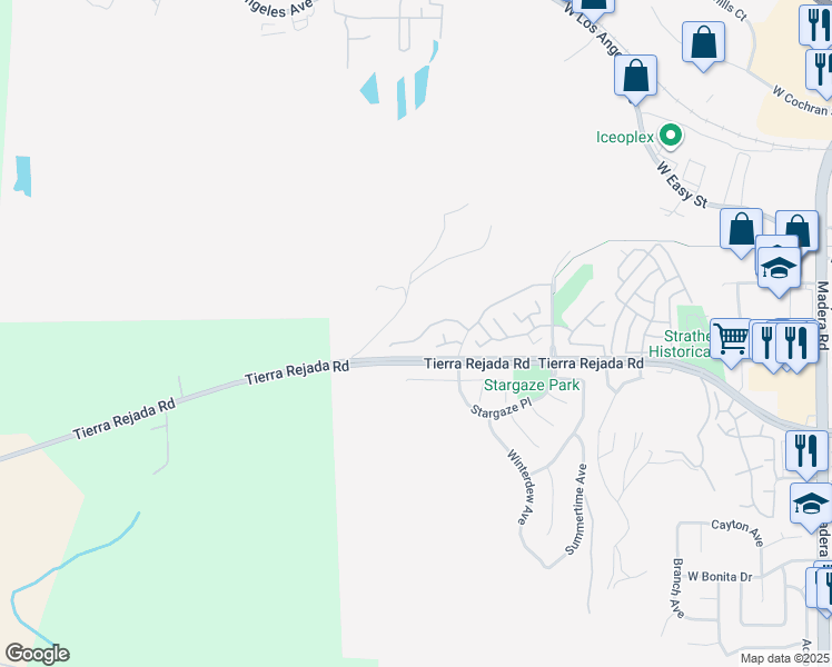 map of restaurants, bars, coffee shops, grocery stores, and more near 559 Stoney Peak Court in Simi Valley