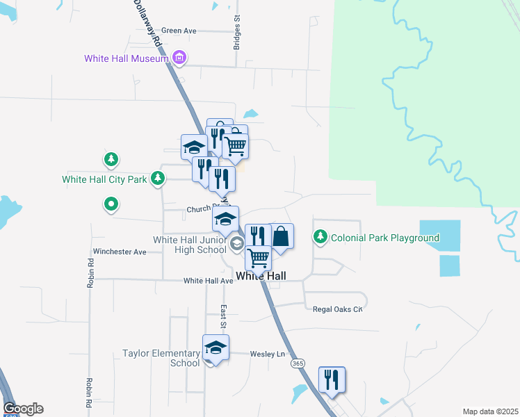 map of restaurants, bars, coffee shops, grocery stores, and more near 207a Turner Avenue in White Hall