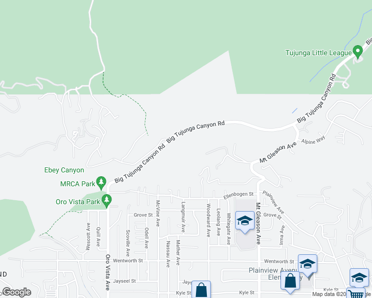 map of restaurants, bars, coffee shops, grocery stores, and more near 8001 Denivelle Road in Los Angeles