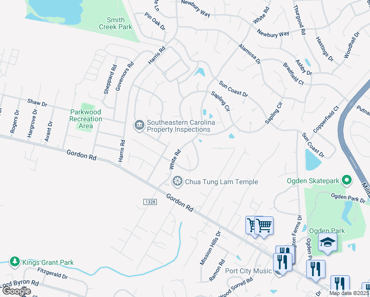 map of restaurants, bars, coffee shops, grocery stores, and more near 2112 White Road in Wilmington