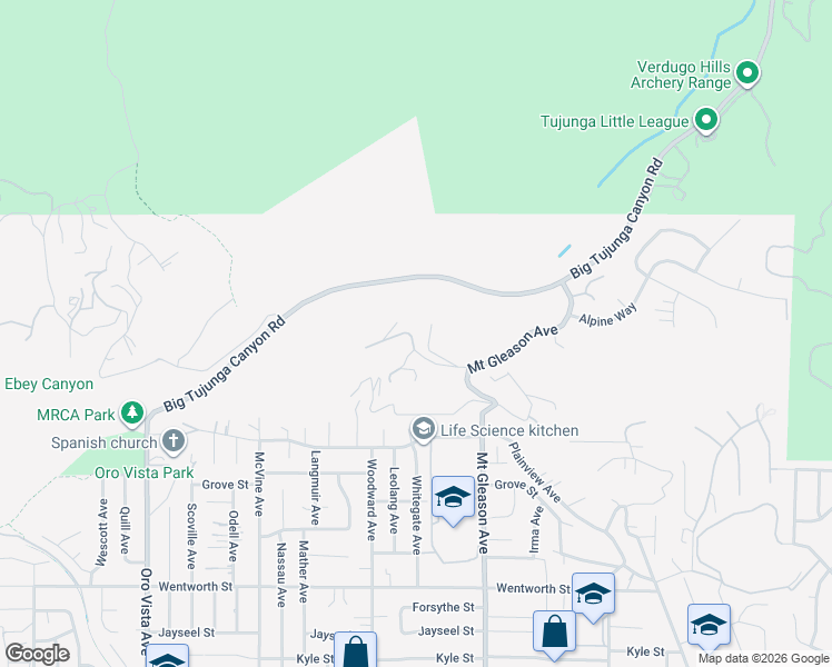 map of restaurants, bars, coffee shops, grocery stores, and more near 11320 Alethea Drive in Los Angeles