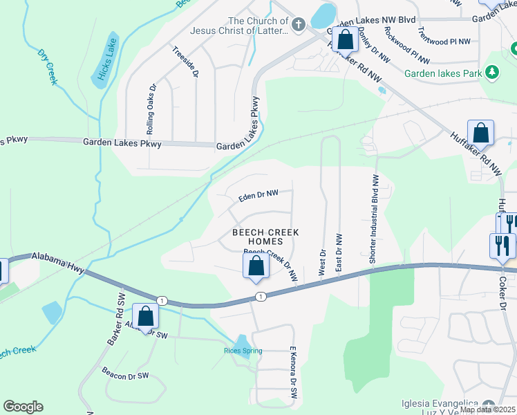 map of restaurants, bars, coffee shops, grocery stores, and more near 16 Drexel Drive Northwest in Rome
