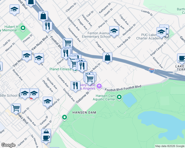 map of restaurants, bars, coffee shops, grocery stores, and more near in Los Angeles