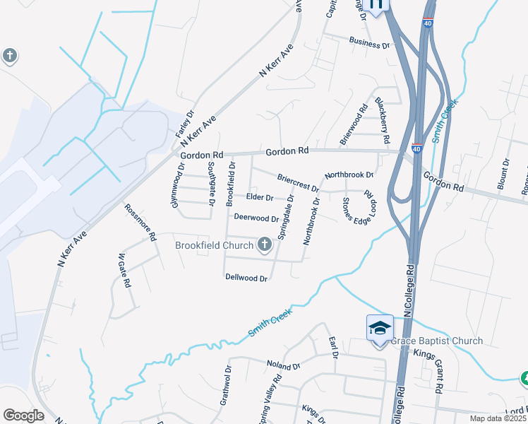 map of restaurants, bars, coffee shops, grocery stores, and more near 123 Deerwood Drive in Wilmington