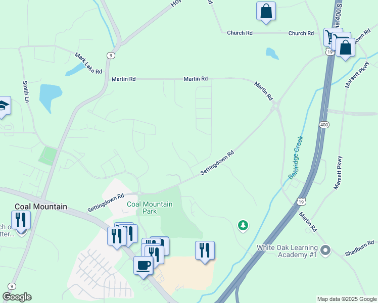 map of restaurants, bars, coffee shops, grocery stores, and more near 3965 Frasier Drive in Cumming