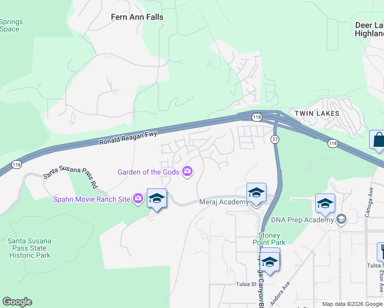 map of restaurants, bars, coffee shops, grocery stores, and more near 22208 Frontier Place in Los Angeles
