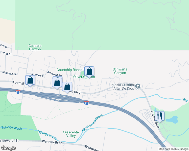 map of restaurants, bars, coffee shops, grocery stores, and more near 11268 Esko Avenue in Los Angeles
