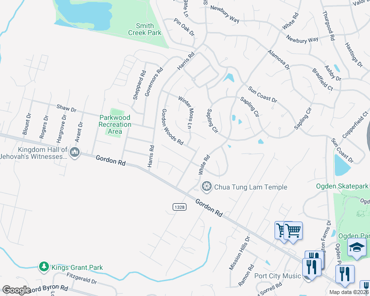 map of restaurants, bars, coffee shops, grocery stores, and more near 633 Indian Wells Way in Wilmington