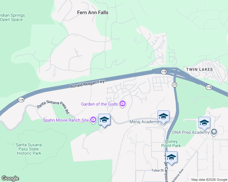 map of restaurants, bars, coffee shops, grocery stores, and more near 22305 Mission Circle in Los Angeles