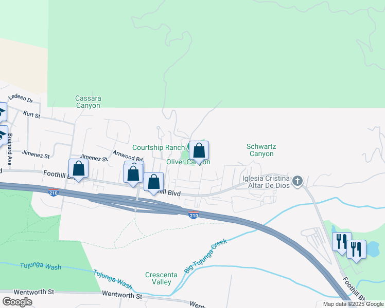 map of restaurants, bars, coffee shops, grocery stores, and more near 11270 Dominica Avenue in Los Angeles